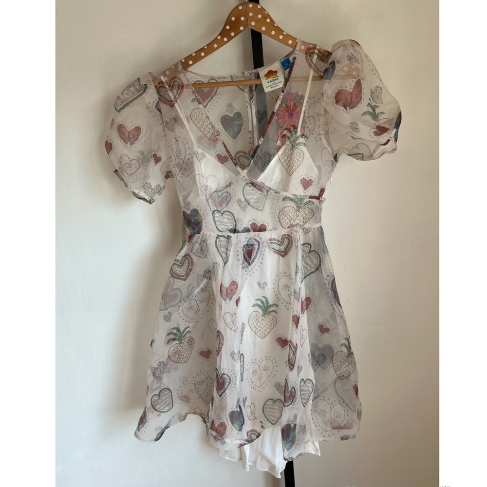 Anthropologie X Farm Rio Semi Sheer Puff Sleeve Dress New With Tags - Picture 2 of 2